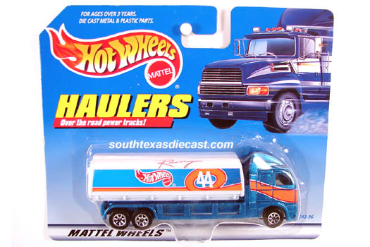 1999 hot wheels haulers mtflk blue w hot wheels 44 logo sticker w