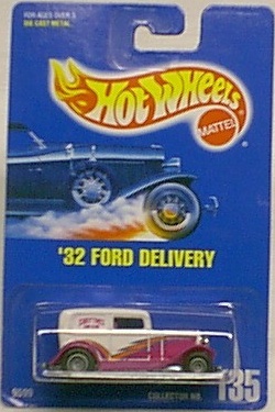 1991 Hot Wheels Blue Card Collector #135 '32 FORD DELIVERY White w/7Sp Variation