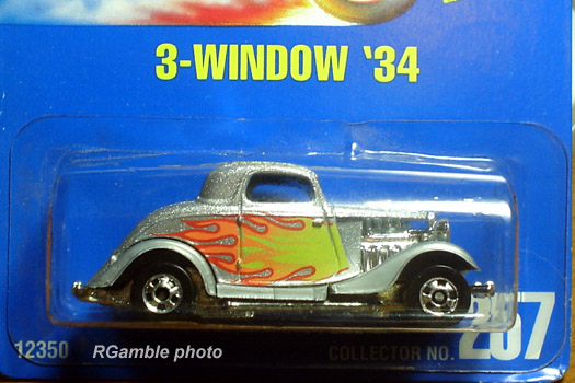 1997 Hot Wheels 3-WINDOW '34 1934 #535 New variant blue off-white ☆Race Team