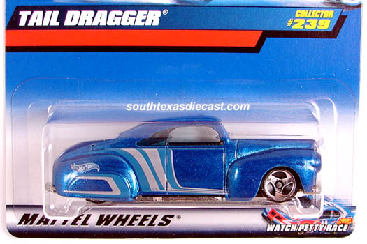 2000 Hot Wheels Mainline #239 Tail Dragger Blue 3-SP 1941 Ford Coupe 1/64 Loose