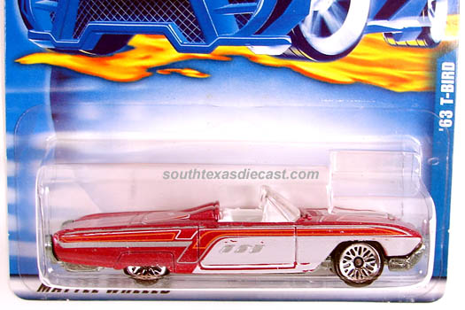 HOT WHEELS 1963 FORD THUNDERBIRD CONVERTIBLE WHITE INTERIOR NEW IN 2000 PACKAGE