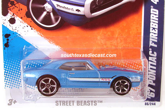Hot Wheels 2011 STREET BEASTS  '67 Pontiac Firebird 400 Blue  #FB011 