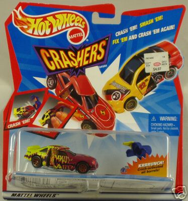 1998 Hot Wheels Crashers Rash 1 /& Oil Barrels Mattel Toy Car Set.
