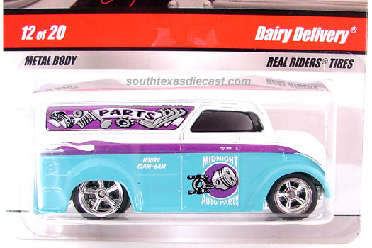 HOT WHEELS Dairy Delivery Larry's Garage Real Riders Teal White 