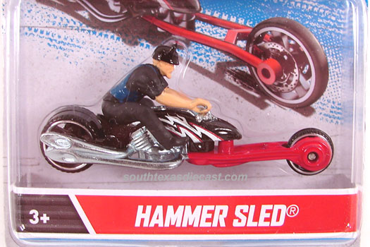 Hot Wheels 2006 Red TRUCKIN' TRANSPORTER with HAMMER SLED Motorcycle Chopper